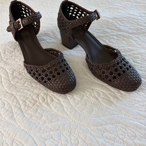 J. Crew Dark Brown Woven Heels